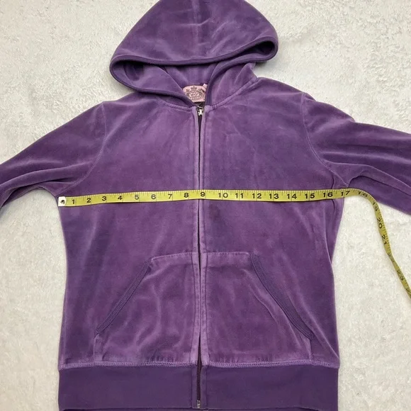 🔥4/$15🔥 JUICY COUTURE ‘Queen of Stuff’ Purple Velour Hoodie Full Zip Sweatshirt - Picture 6 of 10